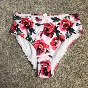 High waisted floral swim bottoms